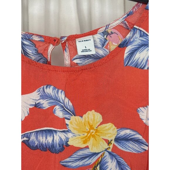 Old Navy Womens Floral Sleeveless Tank Top In Red With Yellow & Blue Prints - Picture 2 of 5